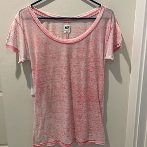 NSF burnout T-shirt Pink scoop neckline size Petite